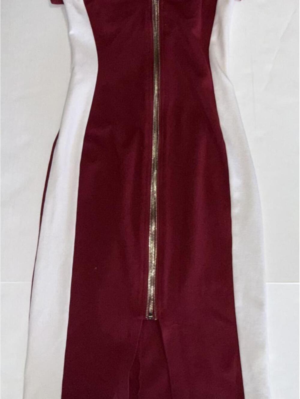 Haute Monde S Burgundy Sculpting Bodycon Zip Dress Holiday Cocktail Y2K